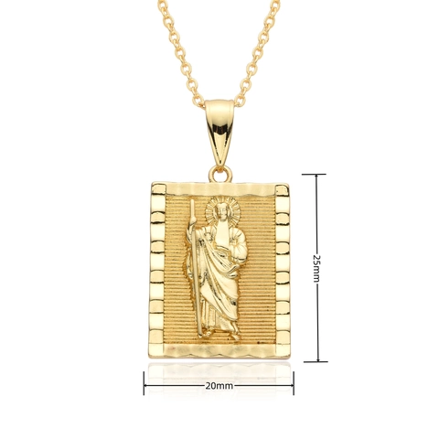 18K Gold Plated Copper Zircon Religious Pendant Necklace For Women Saint Jude Virgin Mary Jesus Anchor Cross Vintage Jewelry