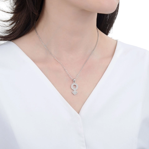 Iced Out Mannelijk Vrouwelijk Symbool Hanger Ketting Goud Zilver Verguld Koper Zirkonia Hip Hop Sieraden Voor Vrouwen Mannen Sleutelbeen Ketting Cadeau