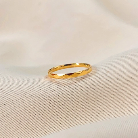 Titanstahl Geometrischer Facettierter Ring Für Damen Minimalistisches Diamantmuster Gold Silber Galvanisierter Modeschmuck Geschenk