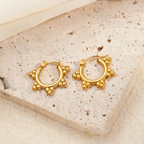 Vintage Stainless Steel Star Heart Hoop Earrings For Women Gold Plated Geometric Niche Design Fashion Retro Jewelry