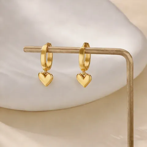 18K Gold Plated 304 Stainless Steel Heart Pearl Bowknot Earrings Elegant Rhinestone Dangle Jewelry For Women