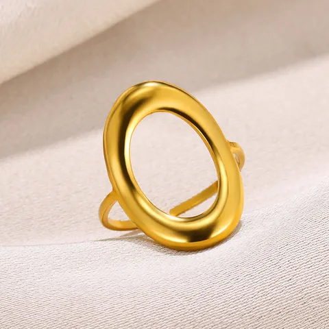 Minimalist Stainless Steel 18K Gold Plated Open Ring For Women Men Geometric Heart Mamma Letter Adjustable Jewelry Gift