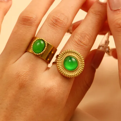Bague Ouverte en Acier Inoxydable Plaquée Or 18K de Luxe pour Femme Style Palais Vintage Tournesol avec Gemme Synthétique Incrustée