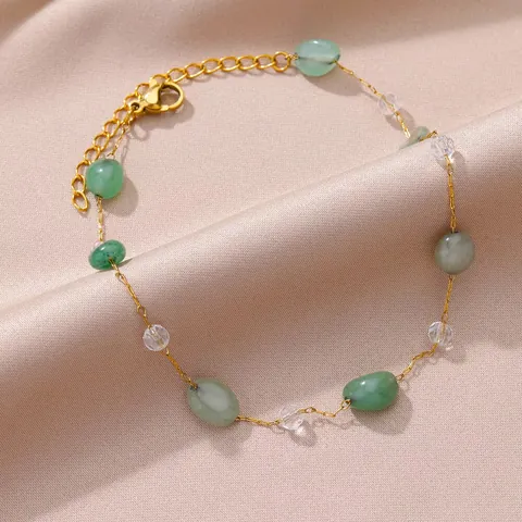 Vintage Stainless Steel 18K Gold Plated Anklet For Women Natural Stone Artificial Pearl Evil Eye Starfish Sun Pendant Jewelry