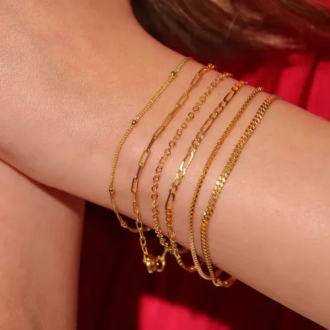 18K Gold Plated Stainless Steel Bracelet For Women Minimalist Twist Figaro Snake Chain Stacking Fashion Jewelry Gift