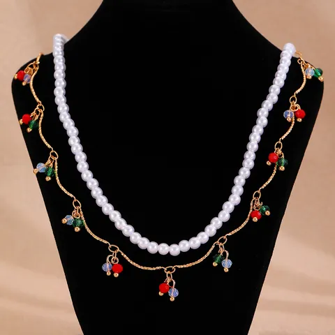 Bohemian Copper Layered Necklace With Evil Eye Heart Shell Pendant Rhinestone Sequin Choker For Women Fashion Jewelry