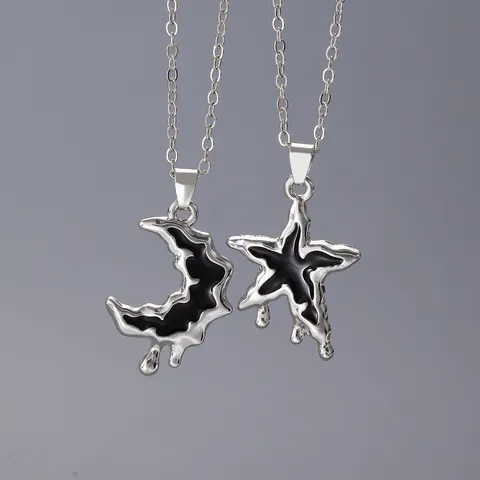 Gothic Stern Mond Kreuz Anhänger Halsketten Ohrringe Armband Legierung Emaille Unregelmäßiges Flüssigmetall Y2K Schmuck