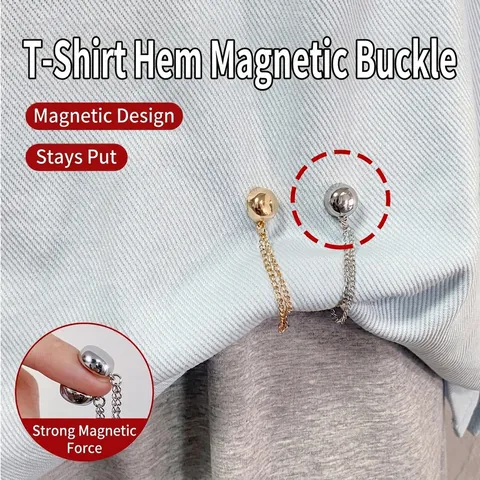 Copper Magnetic Pant Leg Shortener Buckle No Sew Clothes Adjustment Double Chain Magnet Clip For Sleeve Pants Women Men
