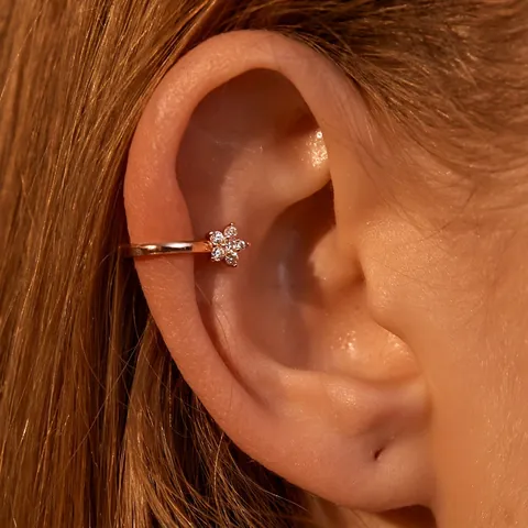 Kupfer Zirkonia Herz Stern Blume Ohrmanschetten Für Damen Nicht Durchgestochen U-Form Ohrringe Süßer Eleganter Schmuck
