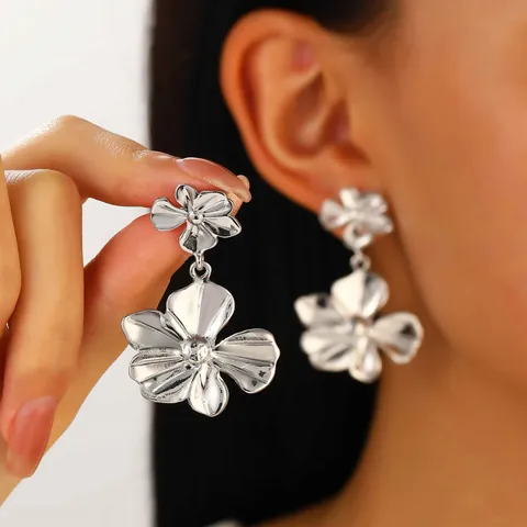 Pendientes de Gota de Aleación Vintage Con Poste de Oro de 14 Quilates Joyas de Metal Geométricas Oversize Para Mujer