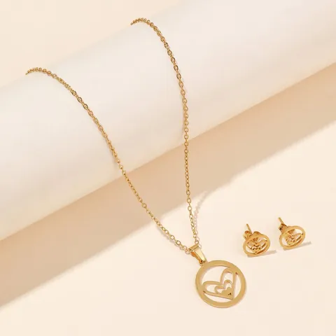Vergoldetes Schmuckset Herz Schmetterling Kreuz Unendlich Liebe Brief Anhänger Halskette Ohrring Set Für Damen Accessoires