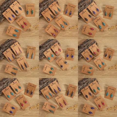 Vintage Bohemian Legierung Türkis Ohrhänger Für Damen Geometrisch Ethnisch Graviert Edelstahl Stift Täglicher Schmuck Geschenk