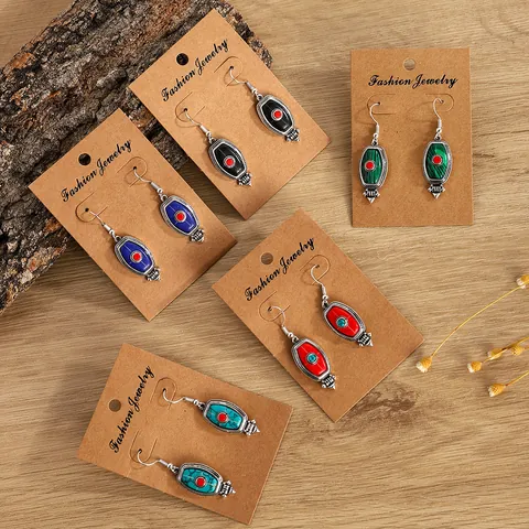 Vintage Bohemian Legierung Türkis Ohrhänger Für Damen Geometrisch Ethnisch Graviert Edelstahl Stift Täglicher Schmuck Geschenk