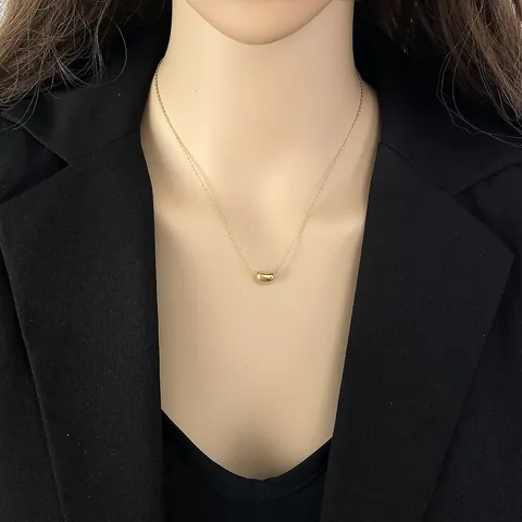 Collana Minimalista con Ciondolo a Cuore a Fagiolo in Acciaio Inossidabile Placcato Oro per Donna Elegante Catena da Clavicola