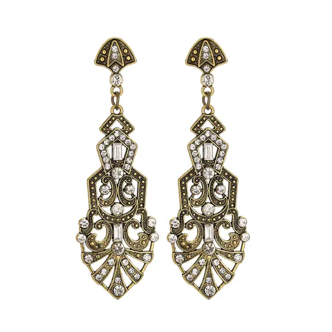 Vintage Legierung Quaste Wassertropfen Ohrringe Mit Edelstahl Ohrstecker-Stift Strass Edelstein Bankett Party Damen Schmuck