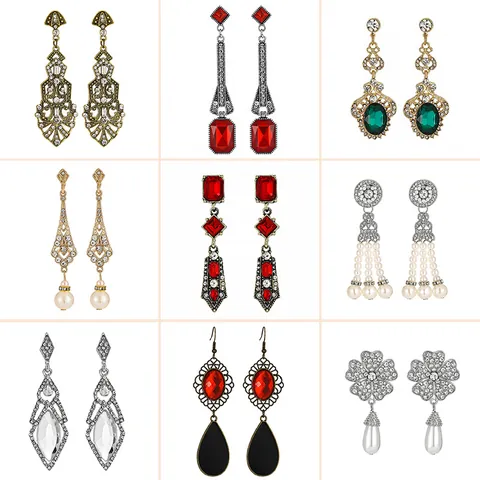 Vintage Legierung Quaste Wassertropfen Ohrringe Mit Edelstahl Ohrstecker-Stift Strass Edelstein Bankett Party Damen Schmuck