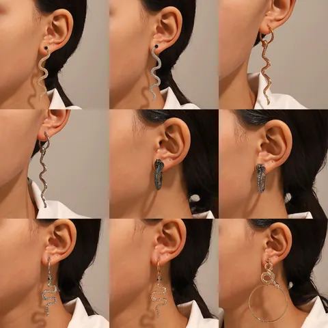Punk Vintage Snake Dangle Earrings For Women Alloy Cobra Animal Hoop Drop Earrings Gothic Personalized Jewelry