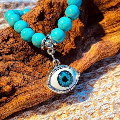 Bohemian Turquoise Beaded Bracelet Alloy Charms Tree Of Life Elephant Turtle Ethnic Vintage Handmade Jewelry