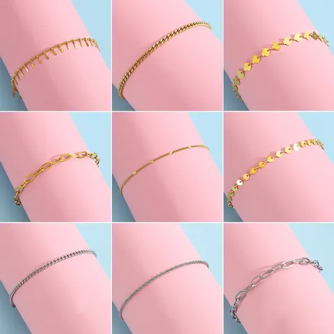 Cavigliere Minimaliste In Acciaio Inossidabile Per Donna Moda Geometrica Rotonda Paillette Conchiglia Margherita Catena Nappina Gioielli Per Piedi Per Vacanza In Spiaggia Regalo