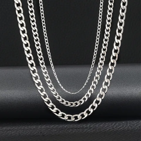 Collana Hip Hop con Maglia Cubana in Acciaio Inossidabile per Uomo e Donna Punk Streetwear Oro Argento Nero NK Catena