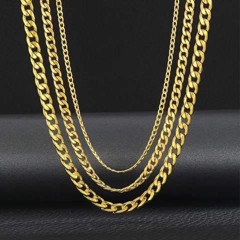 Collana Hip Hop con Maglia Cubana in Acciaio Inossidabile per Uomo e Donna Punk Streetwear Oro Argento Nero NK Catena