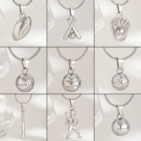 Collana con Ciondolo Sportivo in Acciaio Inossidabile per Uomo Donna Pallacanestro Calcio Baseball Guantone da Pugilato Atleta Gioielli