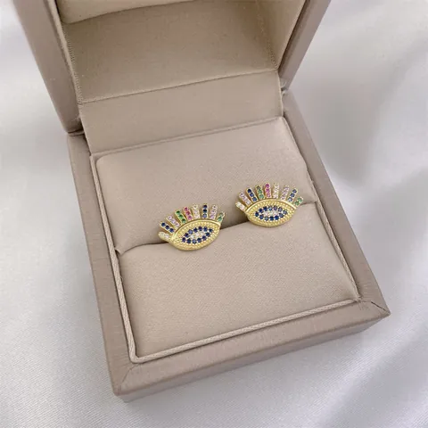 Orecchini a Bottone in Rame Zirconia Girasole Cuore Malocchio Oro Argento Strass Intarsiato Gioielli Pendolari per Donna