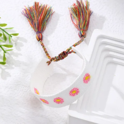 Bohemian Woven Tassel Friendship Bracelet For Women Embroidered Letter Heart Star Adjustable Fabric Bracelet Jewelry Gift