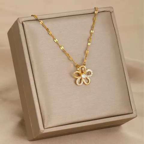 Collana con Pendente in Lega e Zirconia con Catena in Acciaio Inossidabile Cuore Albero Vita Maria Fiore Farfalla Donna Oro Argento