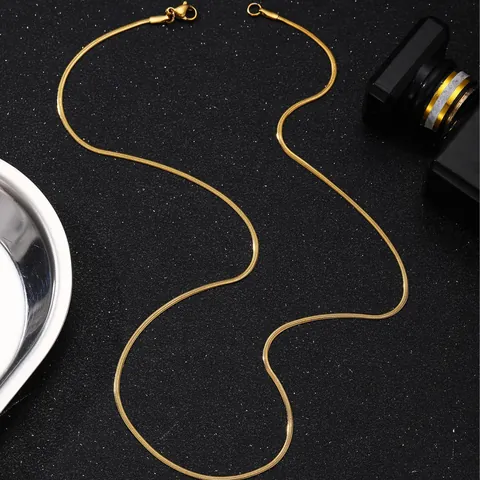 Collar de Acero Inoxidable Minimalista Cadena de Serpiente Trigo Eslabones Joyería de Moda Hombre Mujer Chapado en Oro Plata