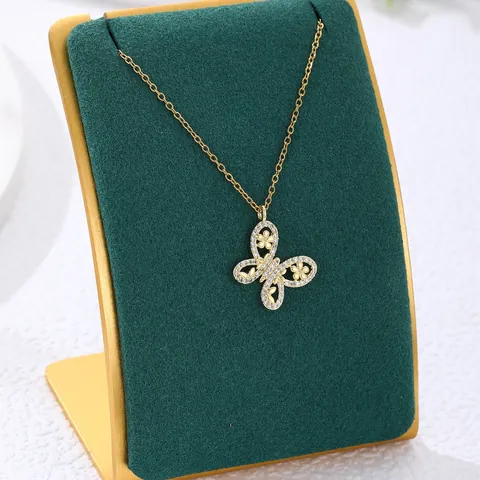 Stainless Steel Chain Alloy Zirconia Pendant Necklace Vintage Religious Cross Butterfly Virgin Mary Heart Women Jewelry