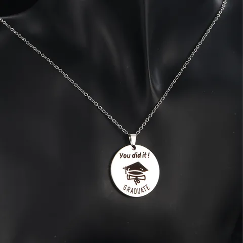 Stainless Steel Graduation Necklace For Class Of 2024 Graduate Doctor Hat Pendant Commemorative Souvenir Gift Jewelry For Men Women