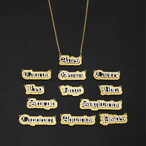 Collana con Ciondolo Costellazione Gotica Catena a O in Acciaio Inossidabile Placcato Oro Argento Segno Zodiacale Donna Gioielli