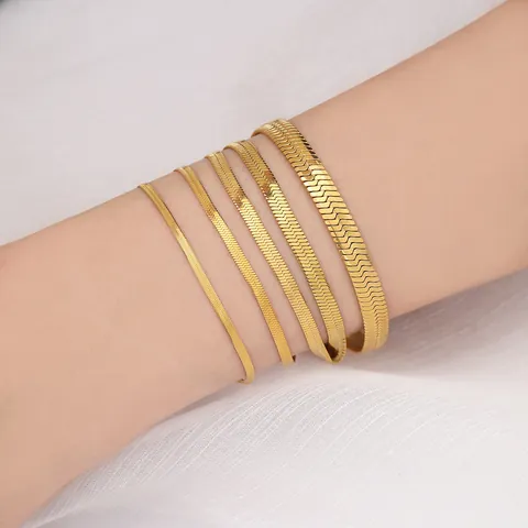Bracciale a Catena a Serpente Piatto in Acciaio Inossidabile per Donna Uomo Semplice Minimalista Bracciale a Maglie a Lama Gioielli di Moda Regalo di Coppia Unisex