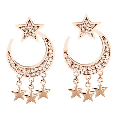 Pendientes de Zirconia de Moda para Mujer Aleación de Cobre Estrella Luna Corazón Nota Musical Esposas Joyería Regalo