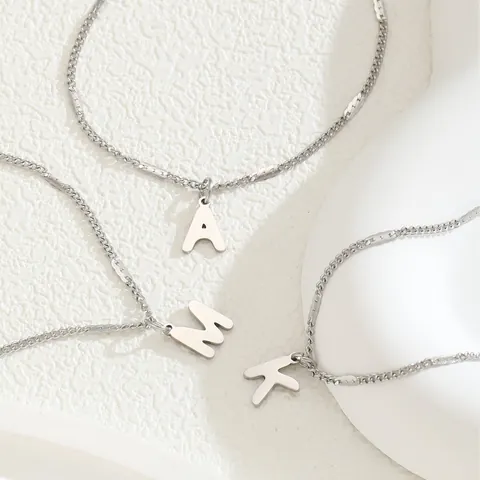 Collana Con Pendente a Lettera In Acciaio Inossidabile Per Donna Gioielli Argento Con Alfabeto Minimalista Regalo Quotidiano