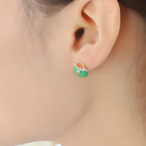 Pendientes de Botón de Aleación con Diamantes de Imitación Asimétricos Diseño de Tacones Altos y Bolsos de Mano