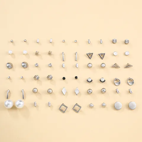 Zinklegering Ster Hart Oorbellen Sets Voor Dames Roestvrij Stalen Stift Kunstparel Strass Oorbellen Sieraden