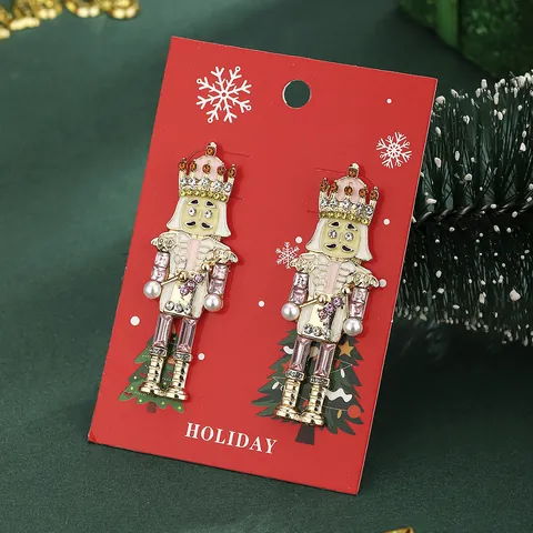 Boucles d'Oreilles Clous Casse-noisette de Noël Avec Strass Künstliche Perles Émail Alliage Bijoux d'Oreille Pour Femmes Filles Cadeau