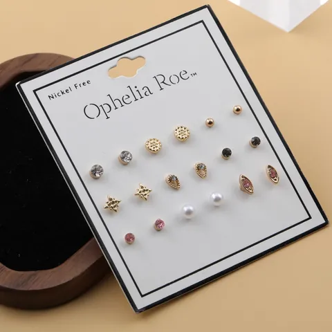 Mode Legierung Strass Imitation Künstliche Perle Ohrstecker Edelstahl-Stift Geometrisch Gemischte Designs Damen Dekorativer Schmuck Geschenk