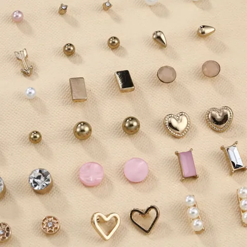 Legierung Kunstperle Strass Ohrstecker Set Mit Edelstahl Ohrstecker-Stift Geometrisch Herz Schmetterling Schmuck Für Damen
