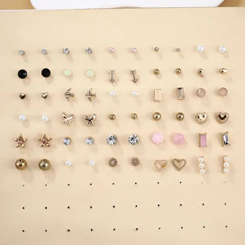 Legierung Kunstperle Strass Ohrstecker Set Mit Edelstahl Ohrstecker-Stift Geometrisch Herz Schmetterling Schmuck Für Damen
