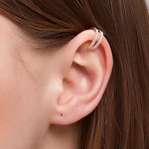 Fashion Double Layer Full Rhinestone Ear Cuffs Copper Zirconia C Shaped Ear Bone Clip Non Pierced Earrings Jewelry For Women