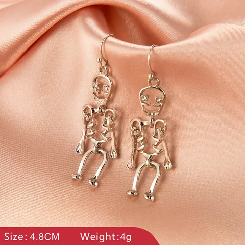 Halloween Gothic Earrings For Women Ghost Spider Bat Skeleton Skull Witch Leg Butterfly Rhinestone Alloy Dangle Earrings