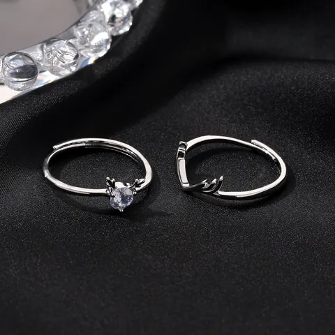 Romantic Antler Copper Open Ring For Women Zirconia Inlaid Adjustable Couple Ring Valentine Christmas Jewelry Gift