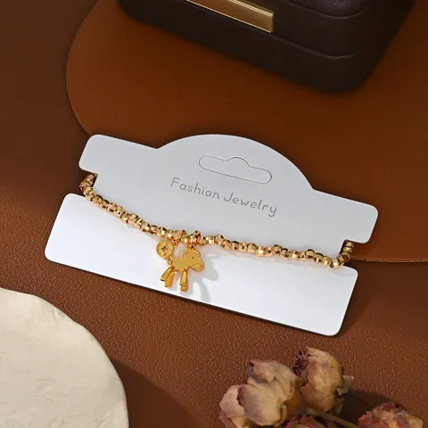 Pulsera de Cuentas de Cobre Bañada en Oro Con Dijes de Caballo y Moneda Para Mujer Nuevo Estilo Chino Joyería Elegante Regalo Moda