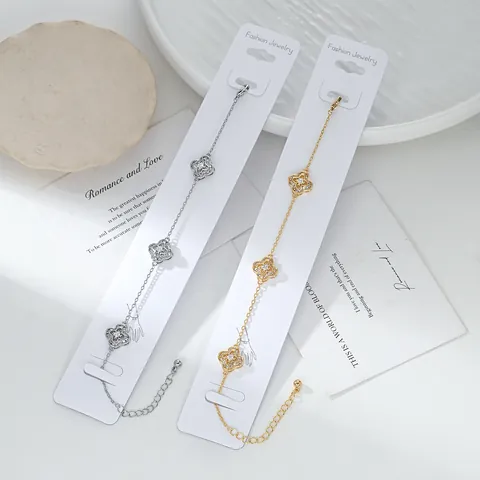 Lussuoso Braccialetto in Rame a Quadrifoglio per Donna con Zirconia Placcato Oro Argento Catena Regolabile Gioielli di Moda