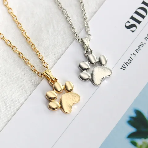 Minimalist Alloy Cat Paw Print Pendant Necklace Cute Animal Footprint Jewelry For Women Fashion Daily Accessories