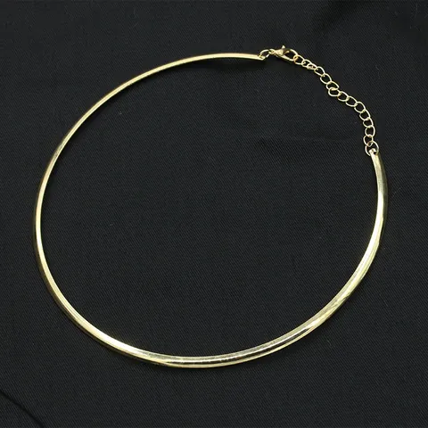 Minimalist Alloy Metal Rigid Choker Necklace Punk Bold Polished Geometric Torque Necklace With Adjustable Chain