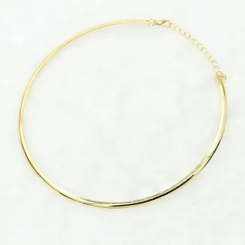 Minimalist Alloy Metal Rigid Choker Necklace Punk Bold Polished Geometric Torque Necklace With Adjustable Chain